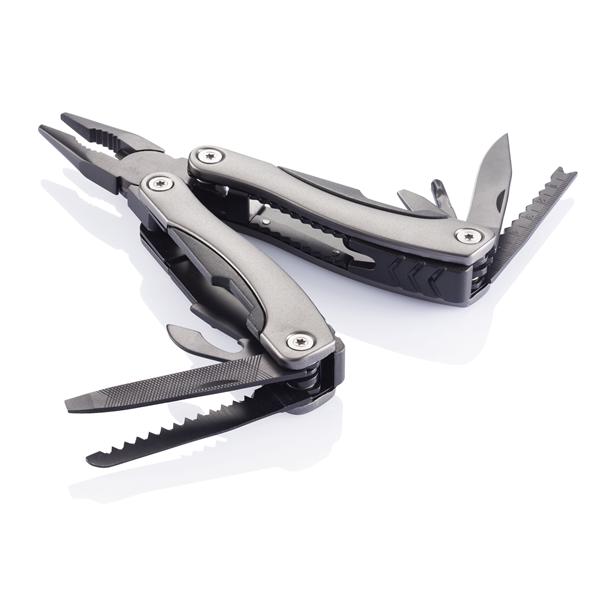 Schwarzes Multitool aus Edelstahl mit Aluminium eloxiertem Griff - Hüfingen