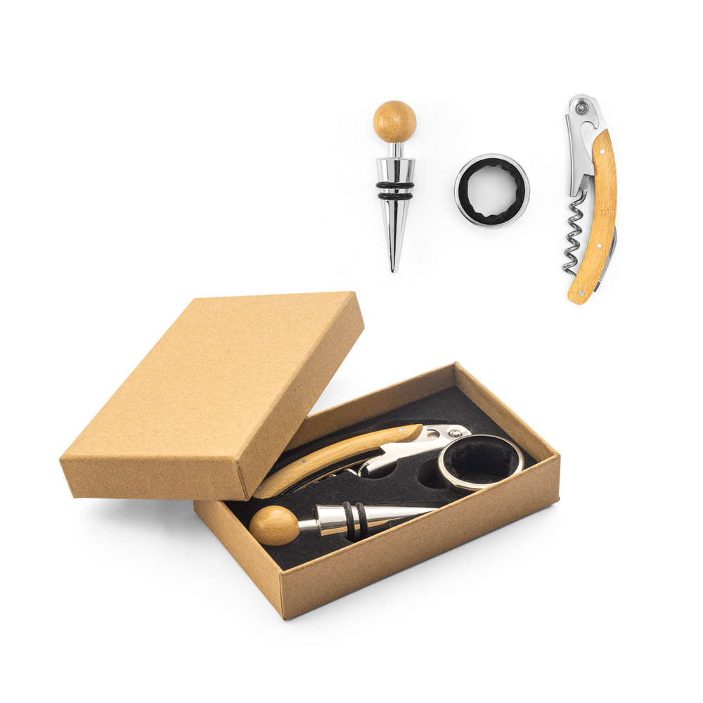 SAVORY. Weinset aus Bambus und Edelstahl