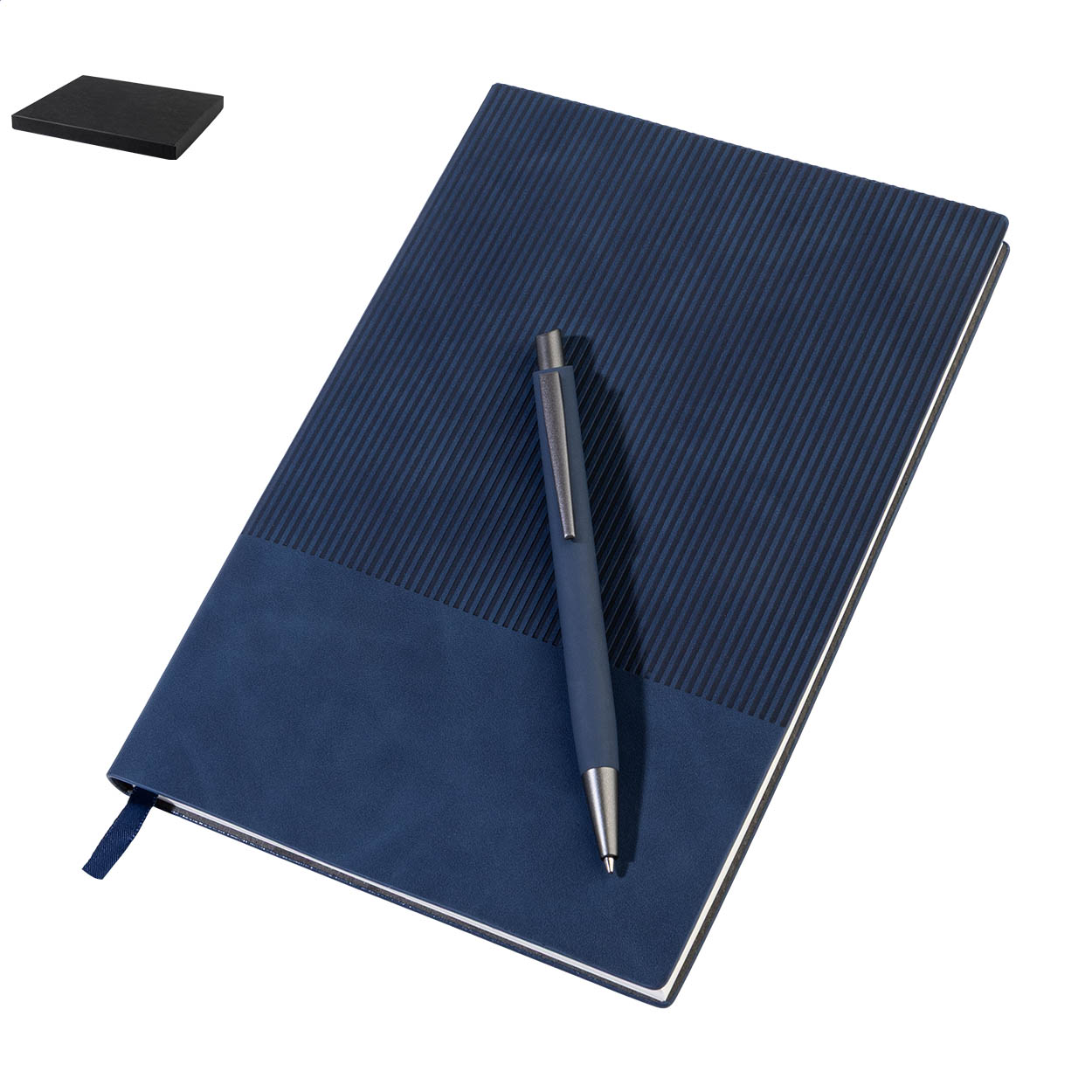 Coffret carnet Strium : carnet A5 en PU recyclé et stylo alu recyclé