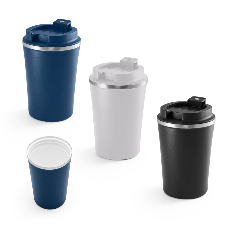PHELPS CÉRAMIQUE. Tasse de voyage en acier inoxydable avec finition intérieure céramique, 470 ml