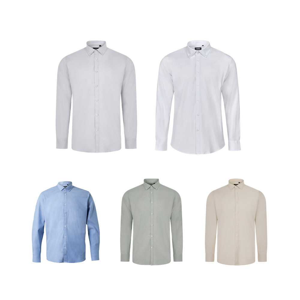 VL PRITHVI MAN. Chemise Oxford pour hommes (180 g/m²) en coton (50%), polyester (45%) et élasthanne (5%)