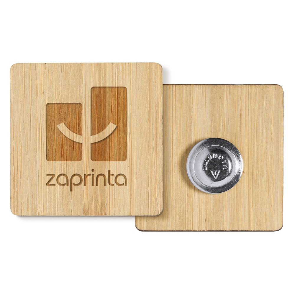 Personalisierter Anstecker aus Bambus - Krefeld