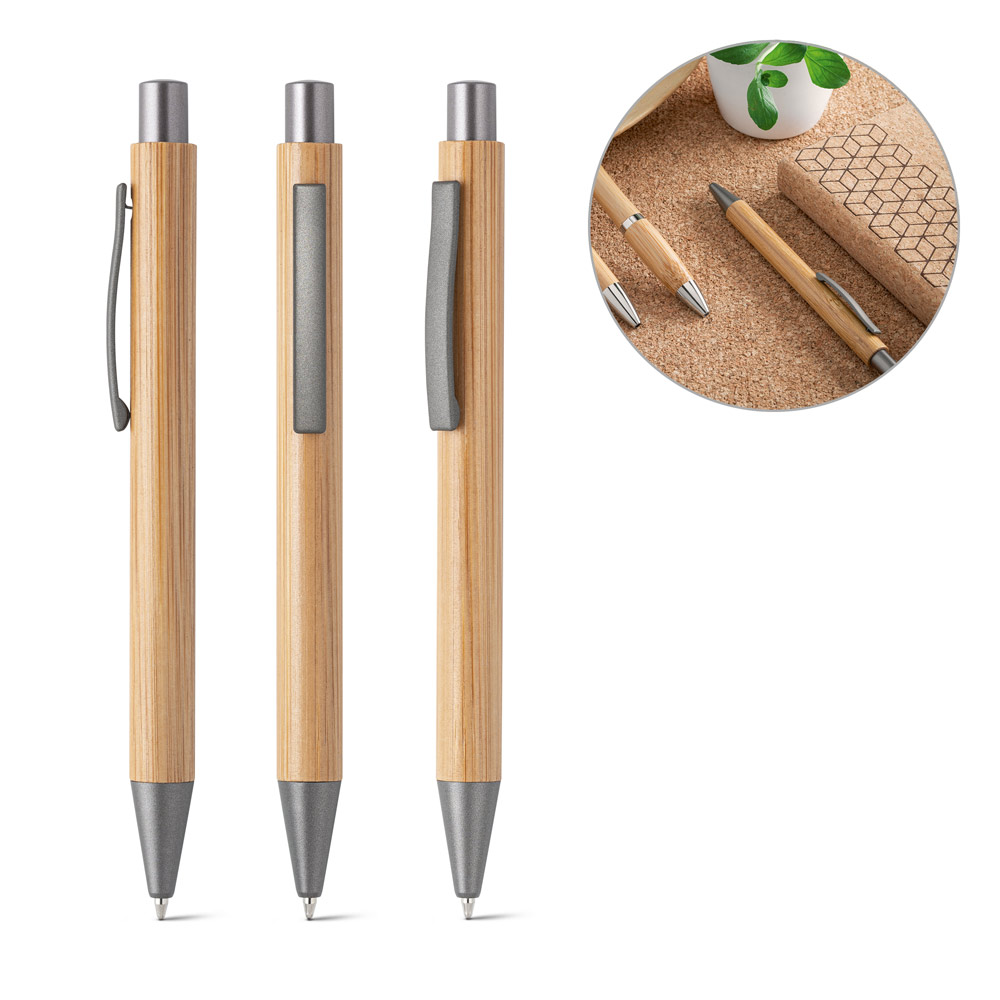 Stylo à Bille avec Clip en Bambou -