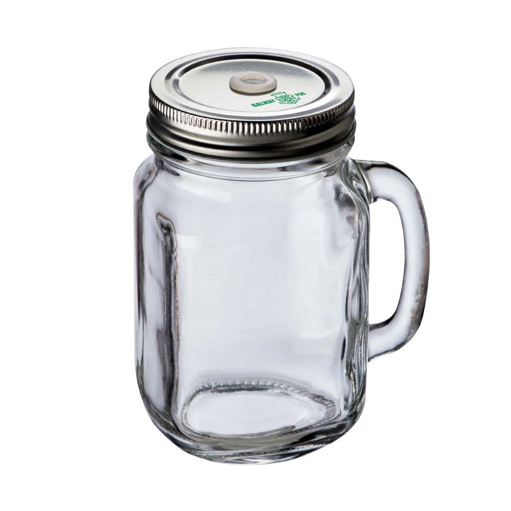Gravierte Glasflasche mit Metallschraubdeckel und Strohhalmloch 450ml - Freistadt