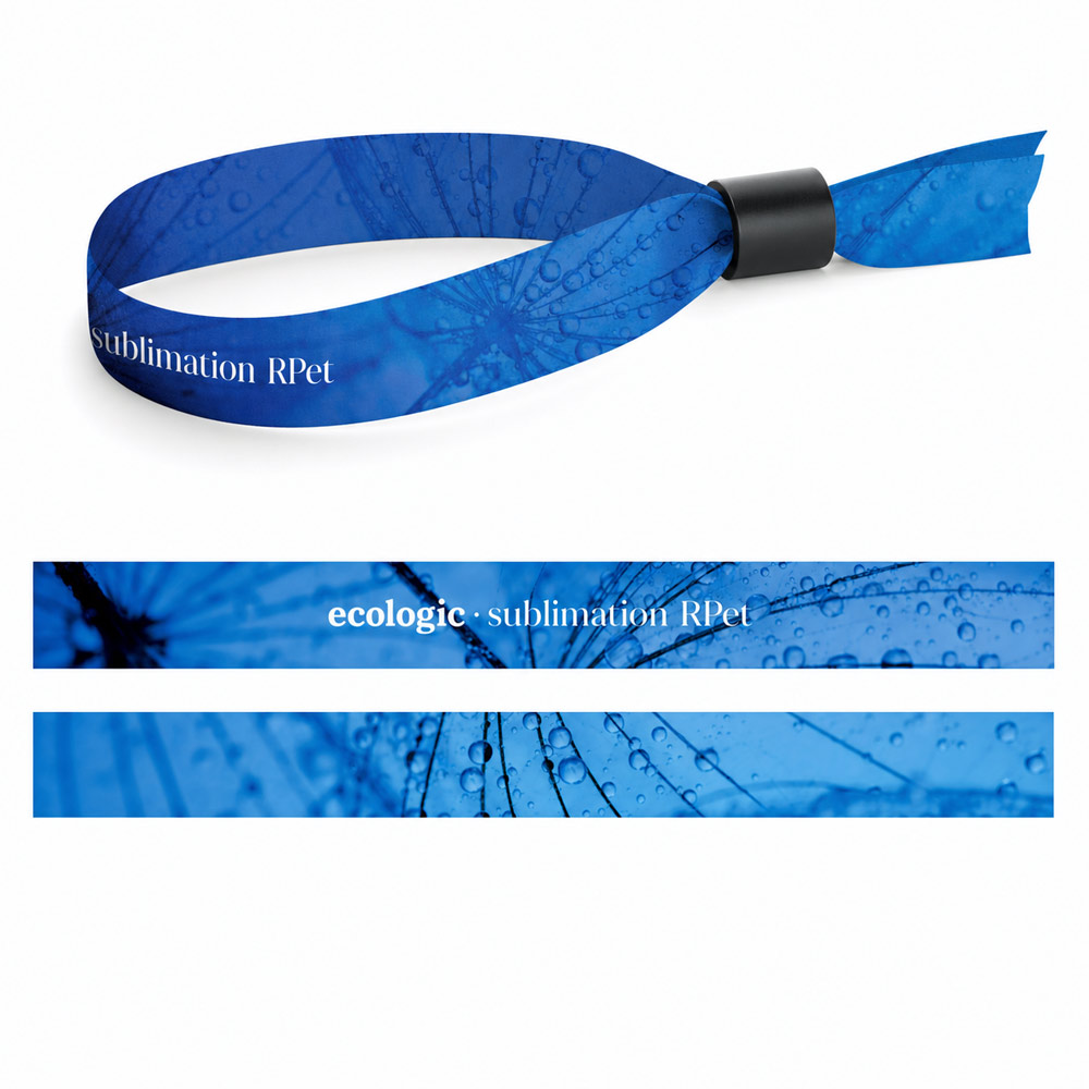 Exemple imprimé de Lanyard SUBLIMATION Slim II (15 mm) bracelet en polyester recyclé (100% rPET)