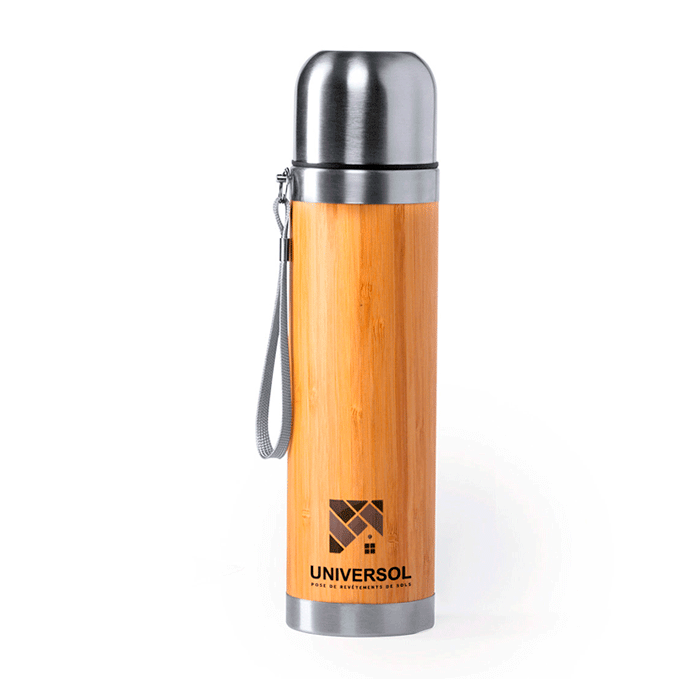 Thermos personnalisé écologique en bambou et inox 420ml - Matoury