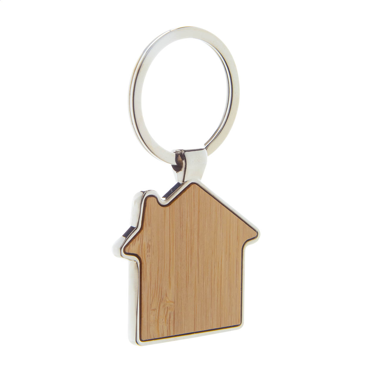 Porte-clés maison Horby personnalisé en métal avec insert en bambou