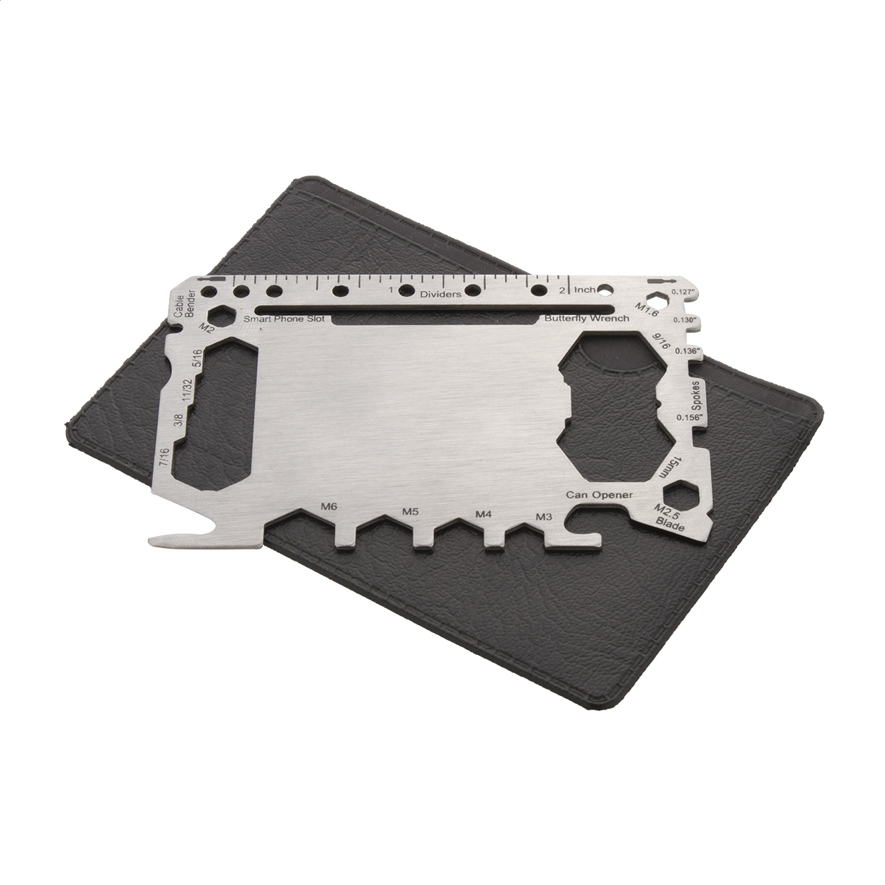 Willys Multitool im Kreditkartenformat aus Edelstahl mit Logo, 20 Funktionen bedrucken mit Logo