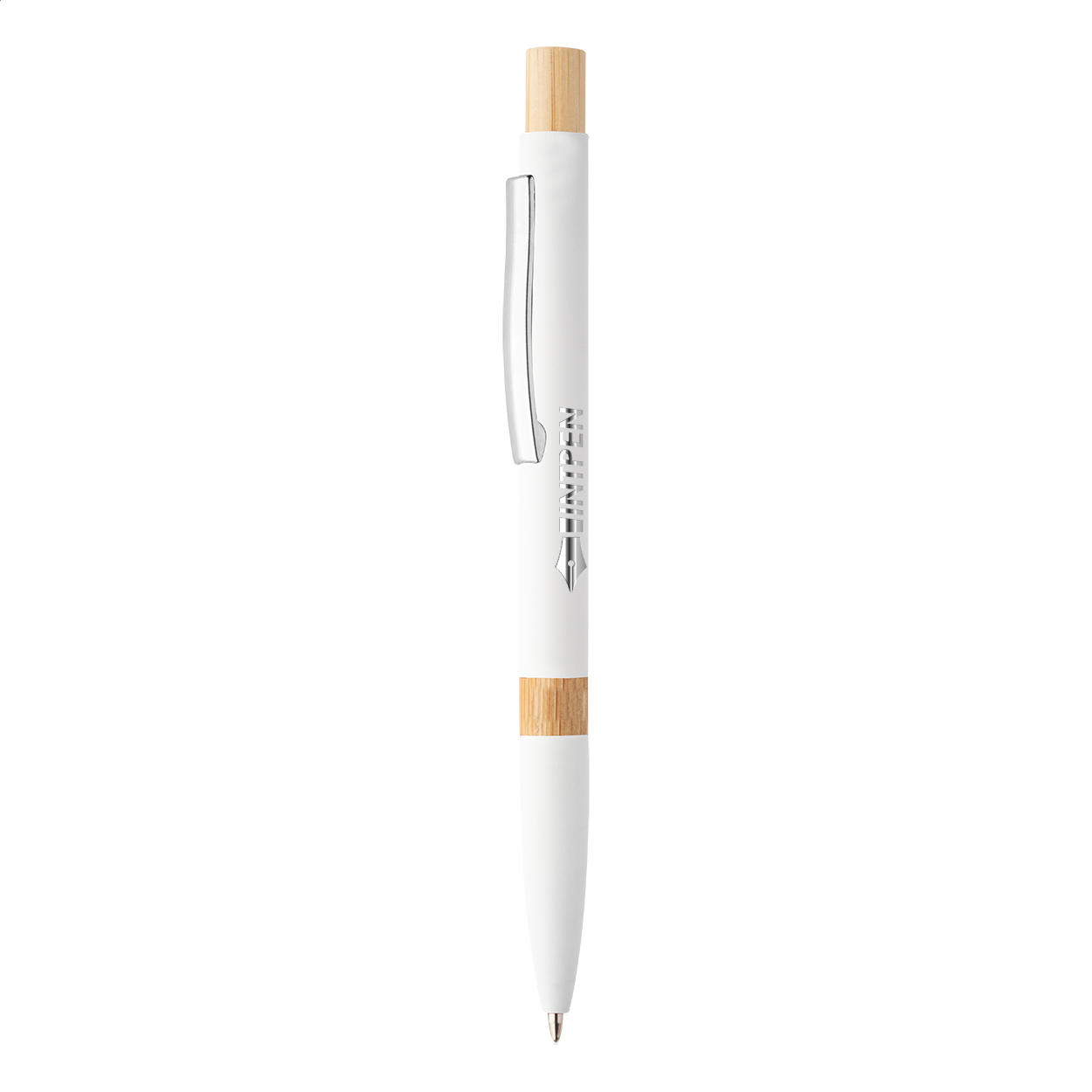 Stylo à bille Miraboo personnalisé en aluminium recyclé et bambou, laser miroir imprimé avec logo
