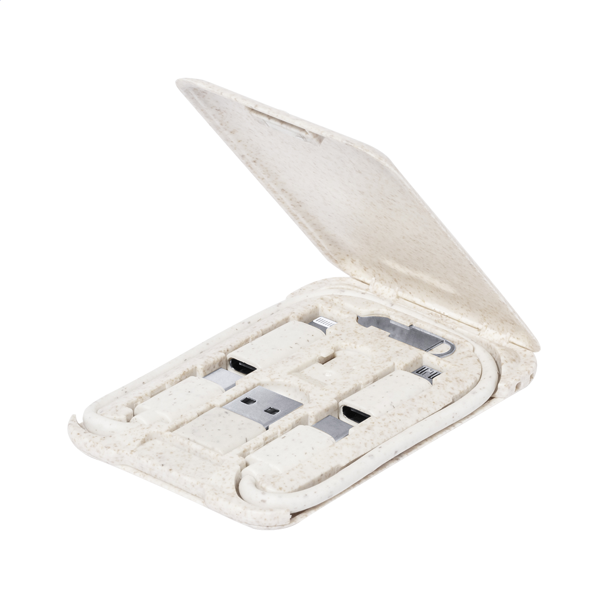 Câble de charge USB Multifonction en Éco-Paille - Rospez imprimé avec logo