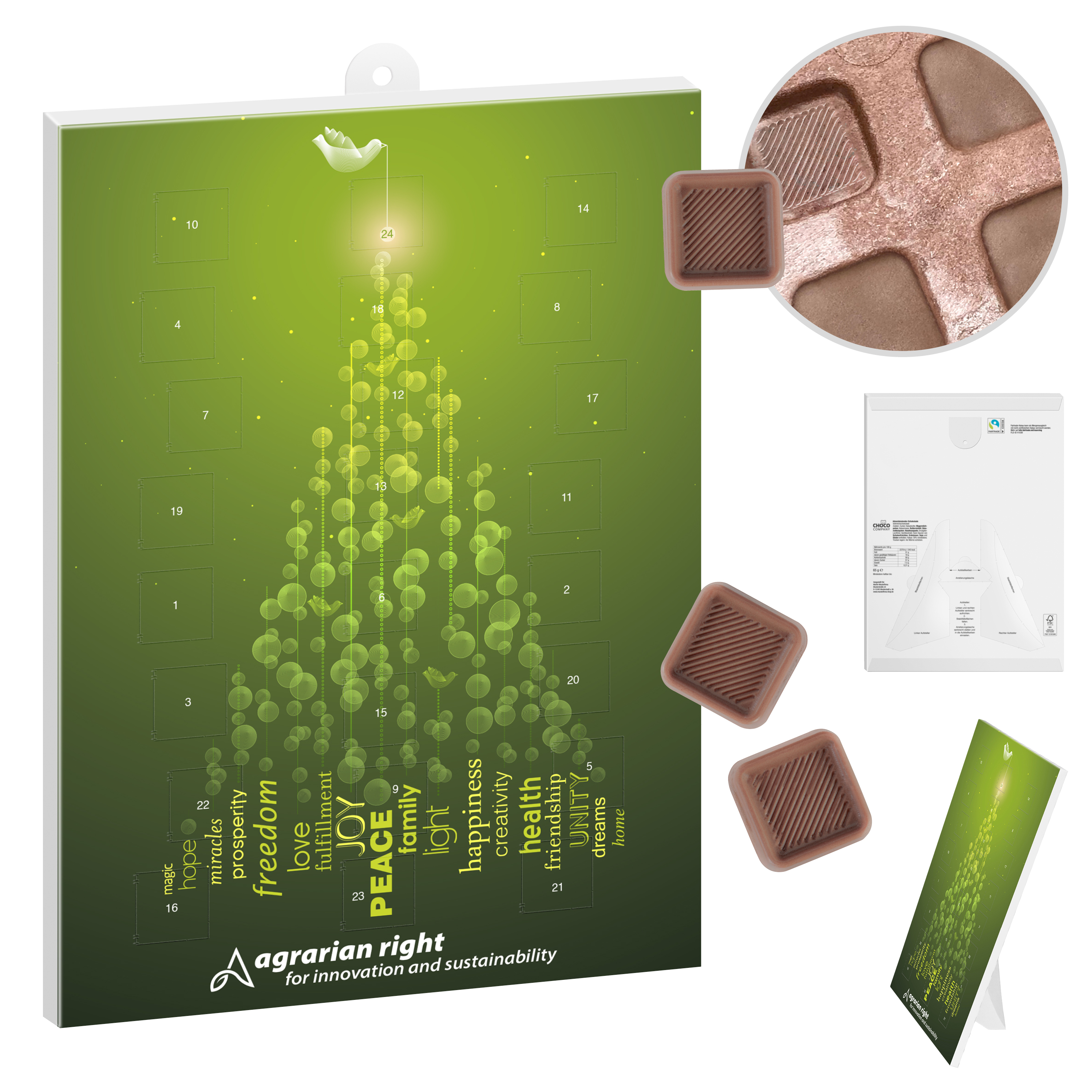 Calendrier de l'Avent au chocolat personnalisé en papier, 24 fenêtres