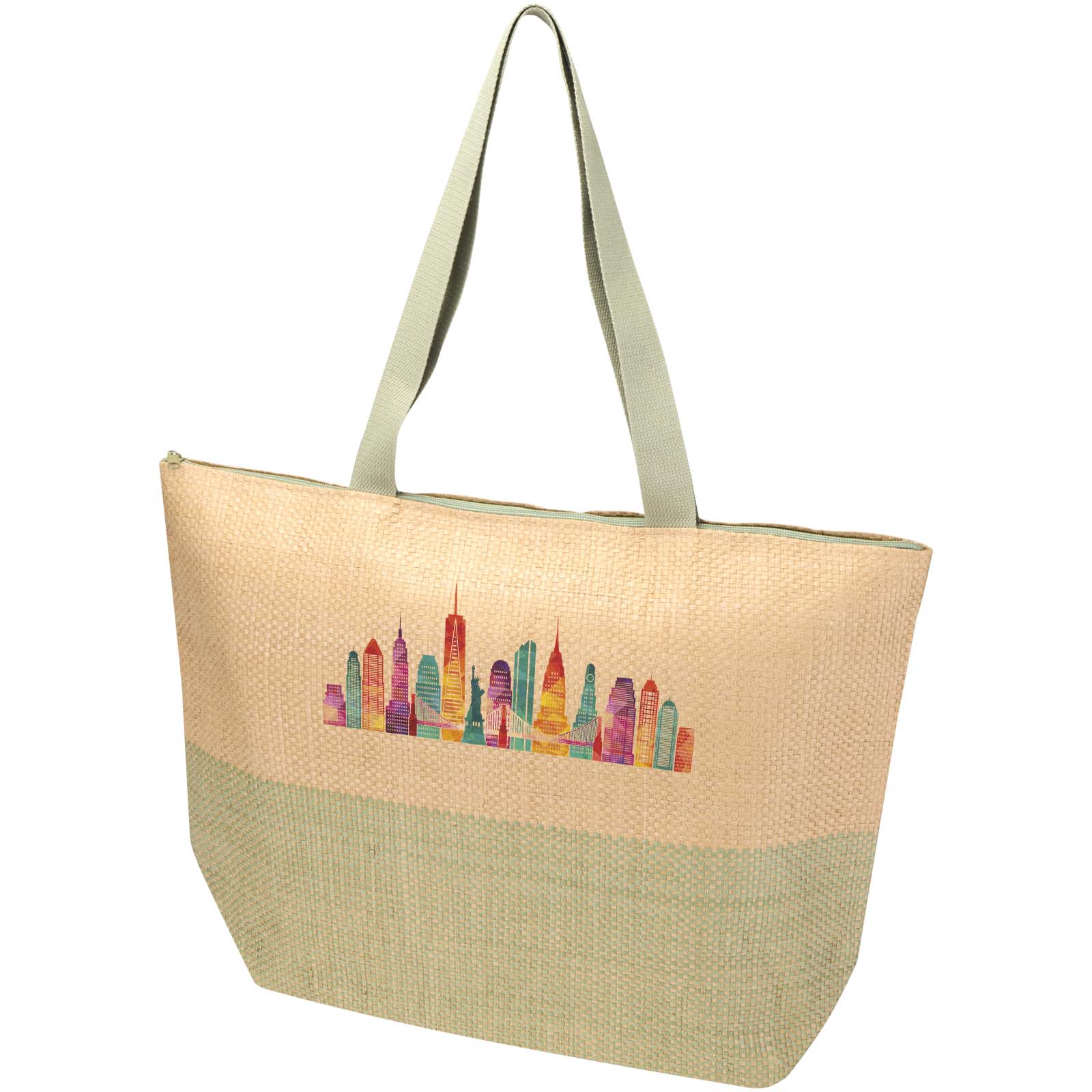 Rhythm große Tragetasche mit Reißverschluss 21 L aus Strohpapier bedrucken mit Logo