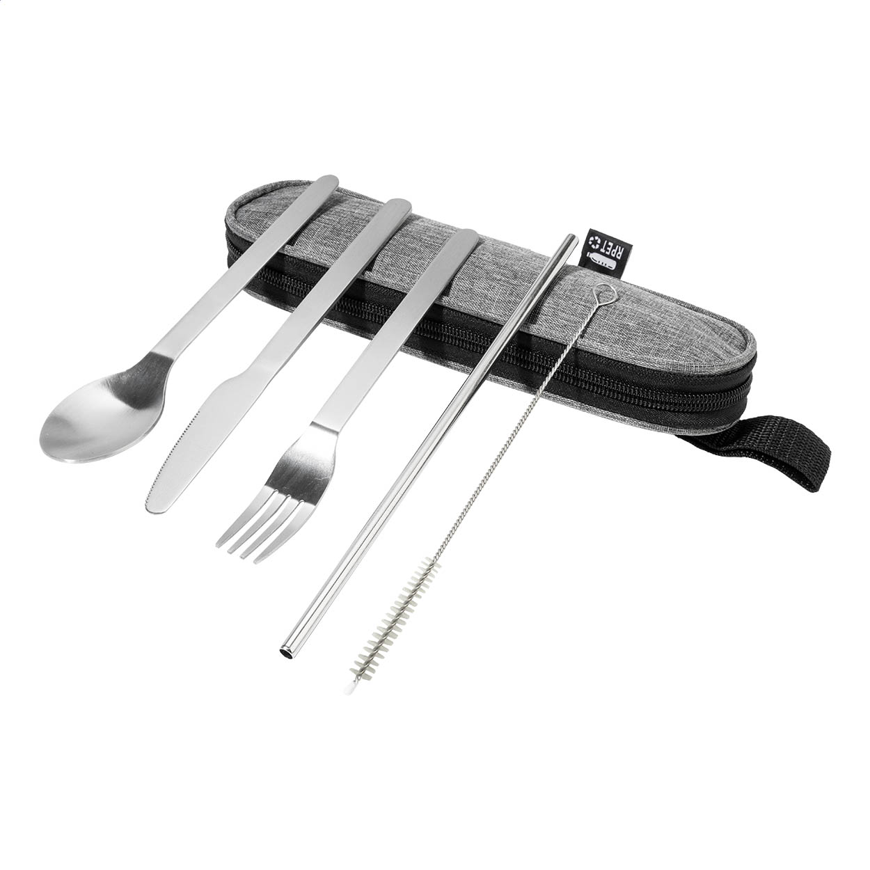 Set de couverts 5 pièces Sullery en inox en pochette RPET