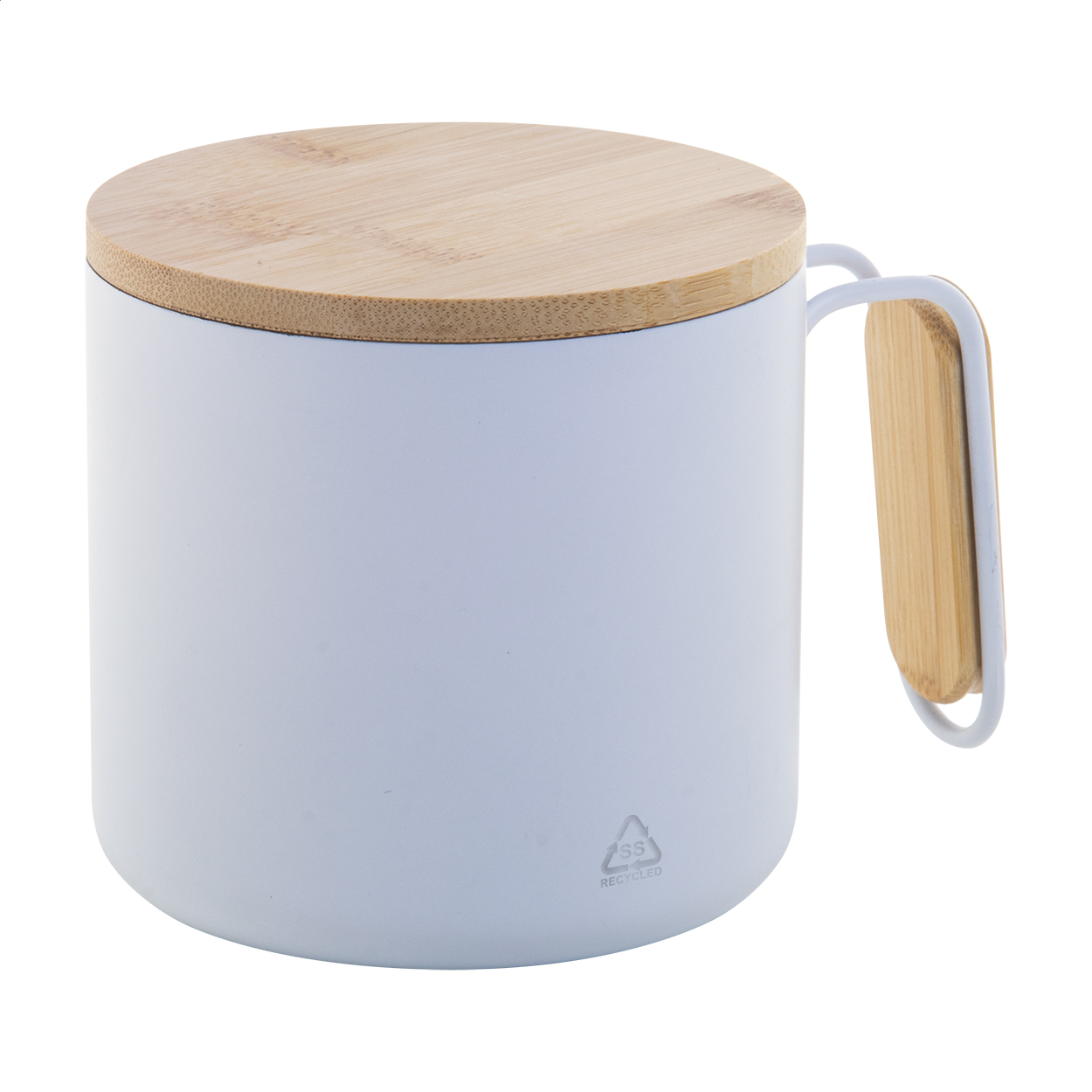 Graboo Thermobecher aus Recycling-Edelstahl mit Bambusdeckel und -henkel bedrucken mit Logo
