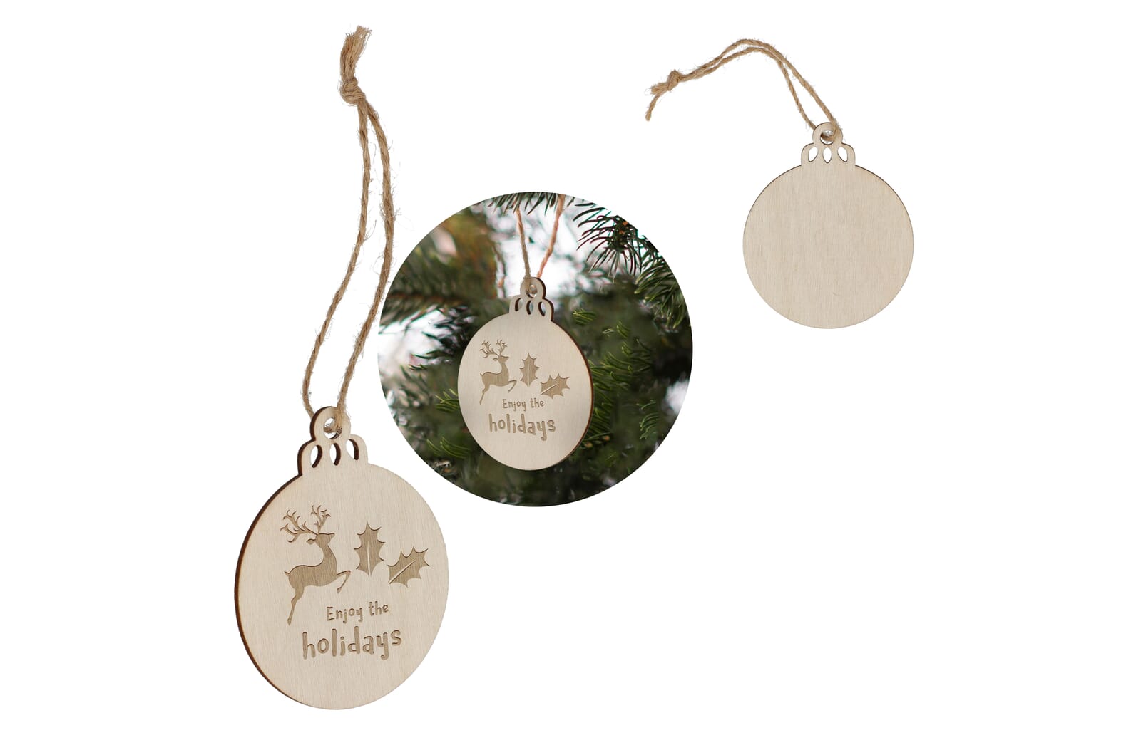 Ornement en bois de Noël en forme de boule - Wicres