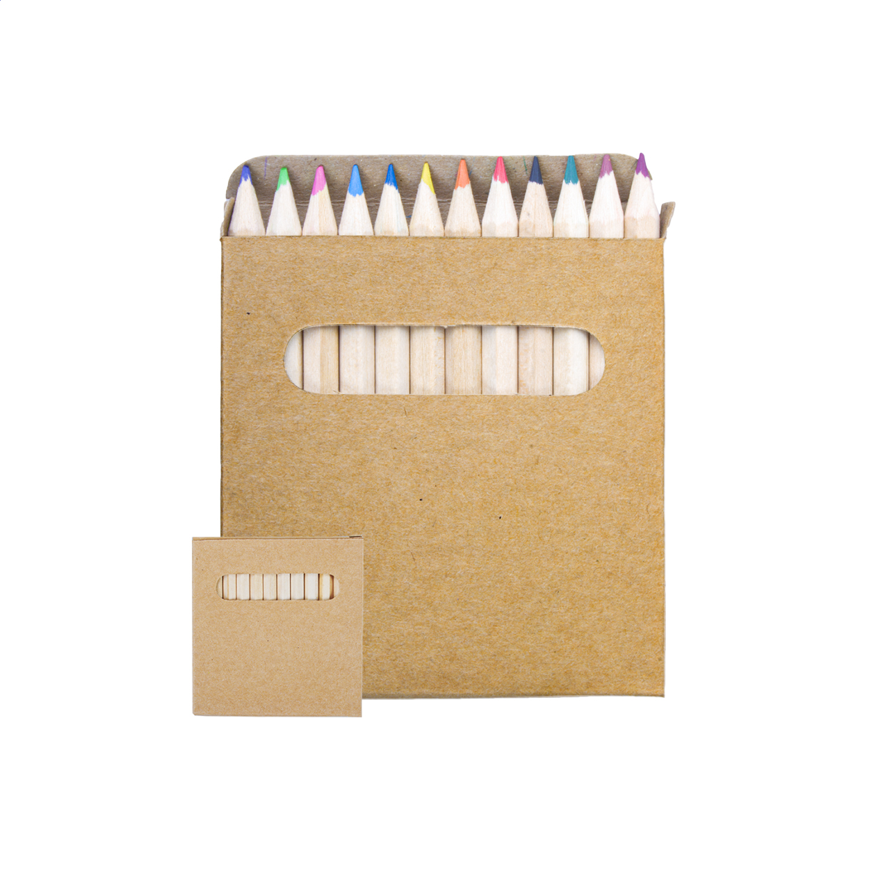 Set de 12 crayons de couleur Lea personnalisé en boîte carton avec logo imprimé avec logo