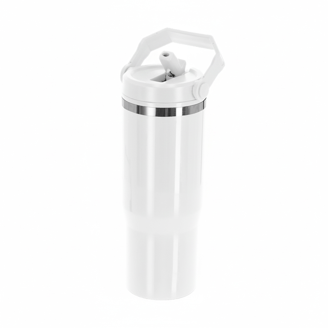 Doppelwandiger Thermobecher mit Strohhalm - Coswig bedrucken mit Logo