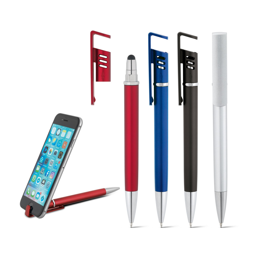 Stylo à Bille Métallique avec Support pour Téléphone Portable -