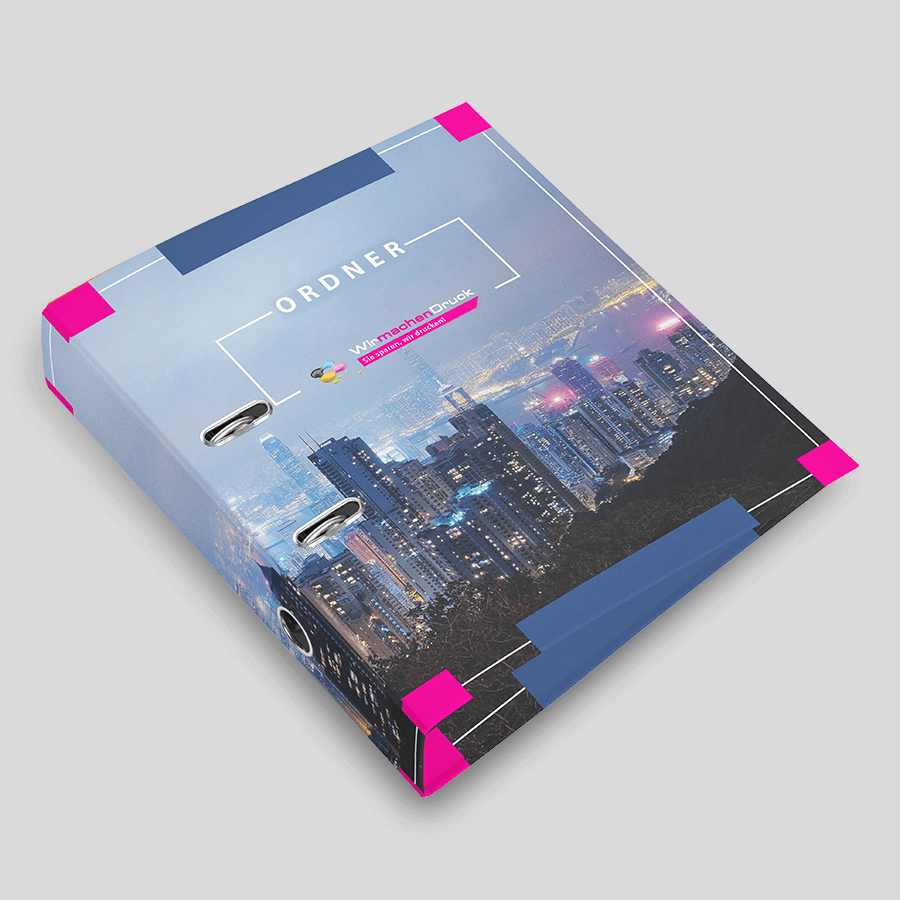 Farbig bedruckter 4-Loch-Ordner für 300 A4 Blätter - Bleicherode bedrucken mit Logo