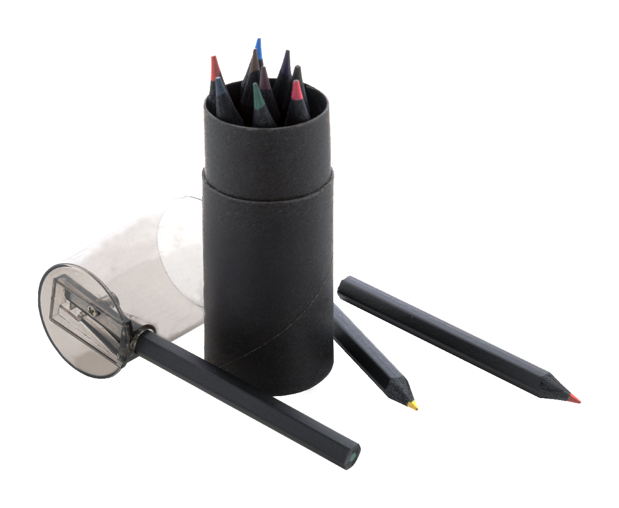 Boîte de crayons de couleur en bois noir - Chuzelles imprimé avec logo