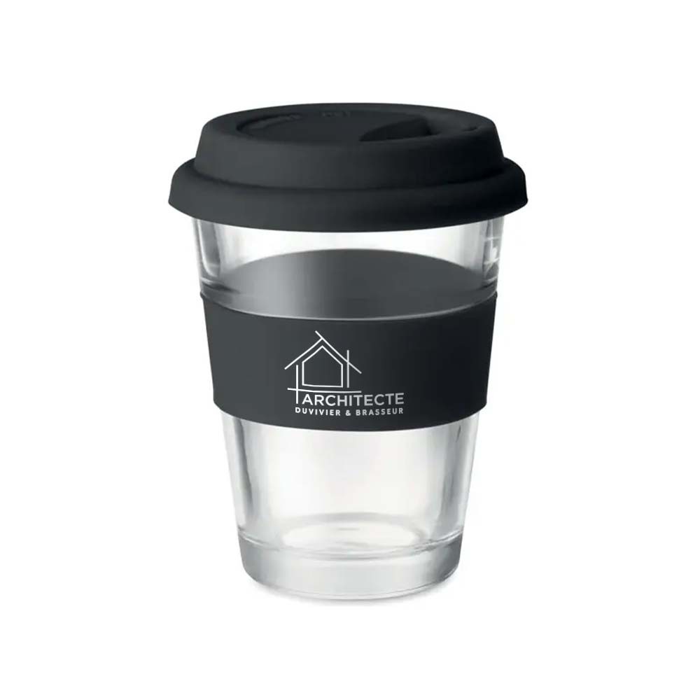 Mug réutilisable personnalisé en verre 350 ml - Fremont imprimé avec logo