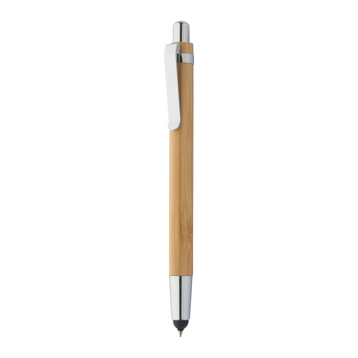 Tashania Black Bambus-Touchpen-Kugelschreiber mit Metallclip und Logo bedrucken mit Logo