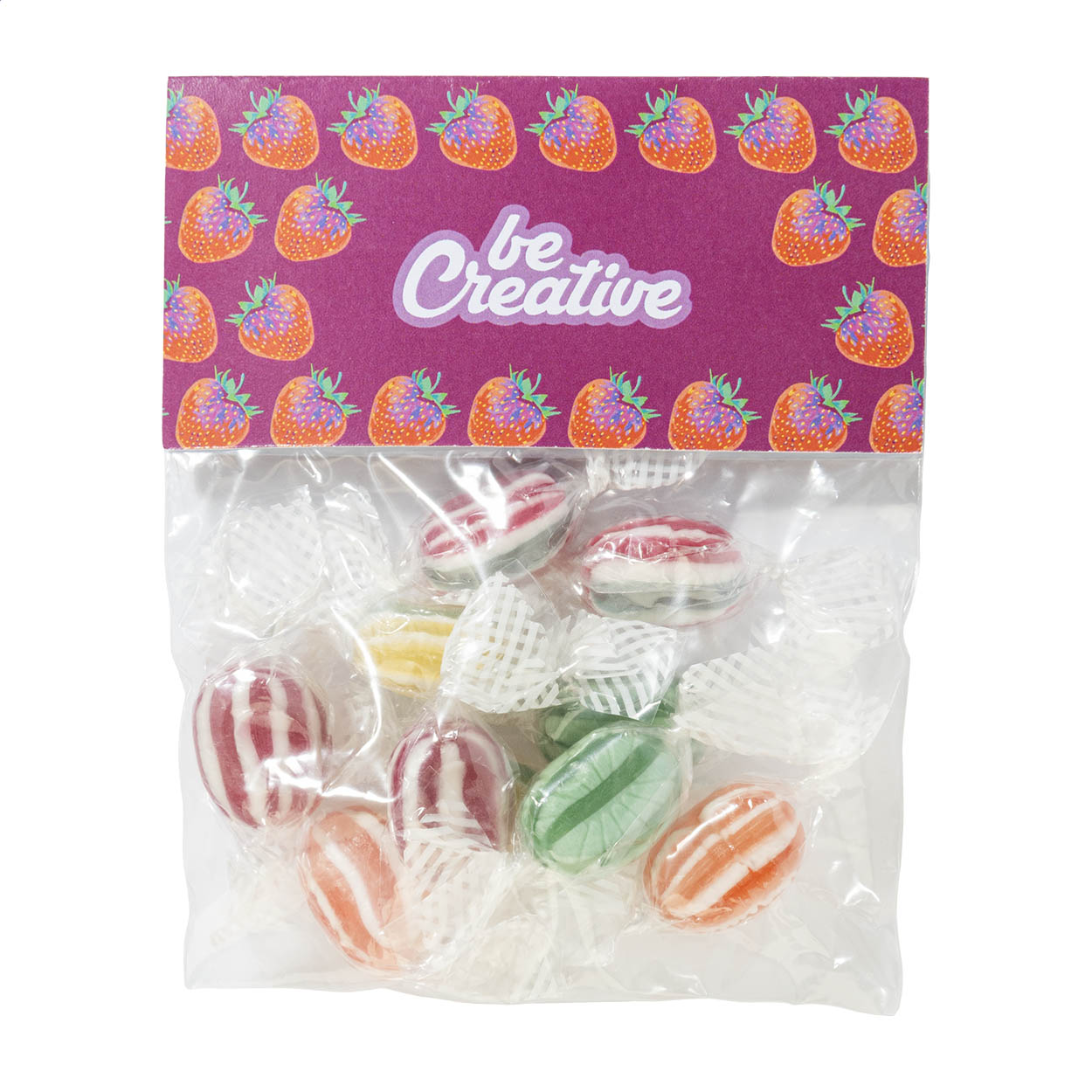 Sachet de bonbons CreaCandy Header personnalisé, carte papier imprimée