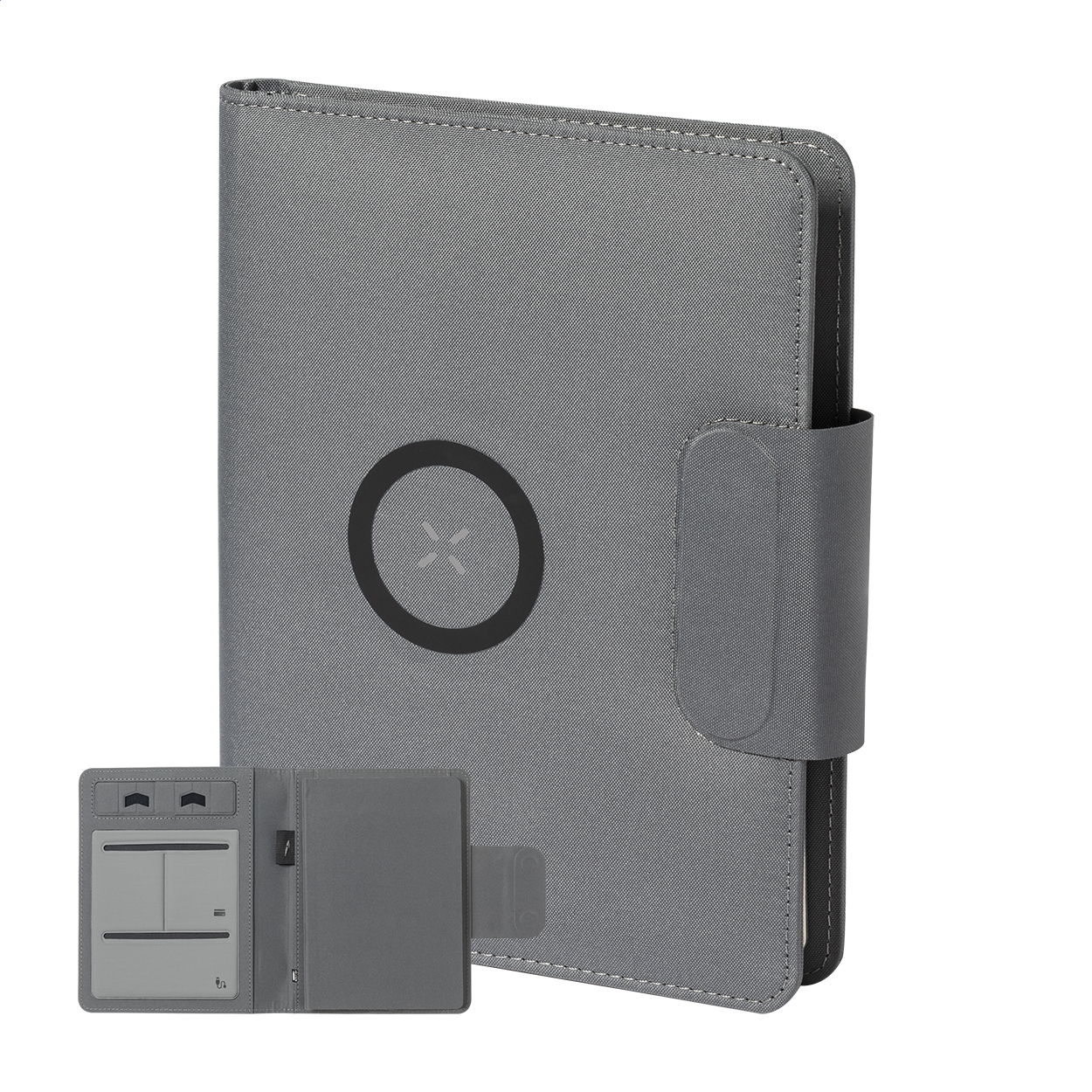 Gredox A5 RPET Schreibmappe mit Wireless Charger und Powerbank, Logo
