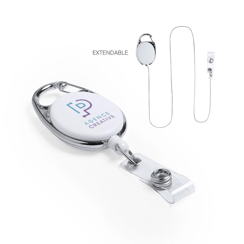 Porte-badge personnalisé extensible de couleur blanche – Morgan