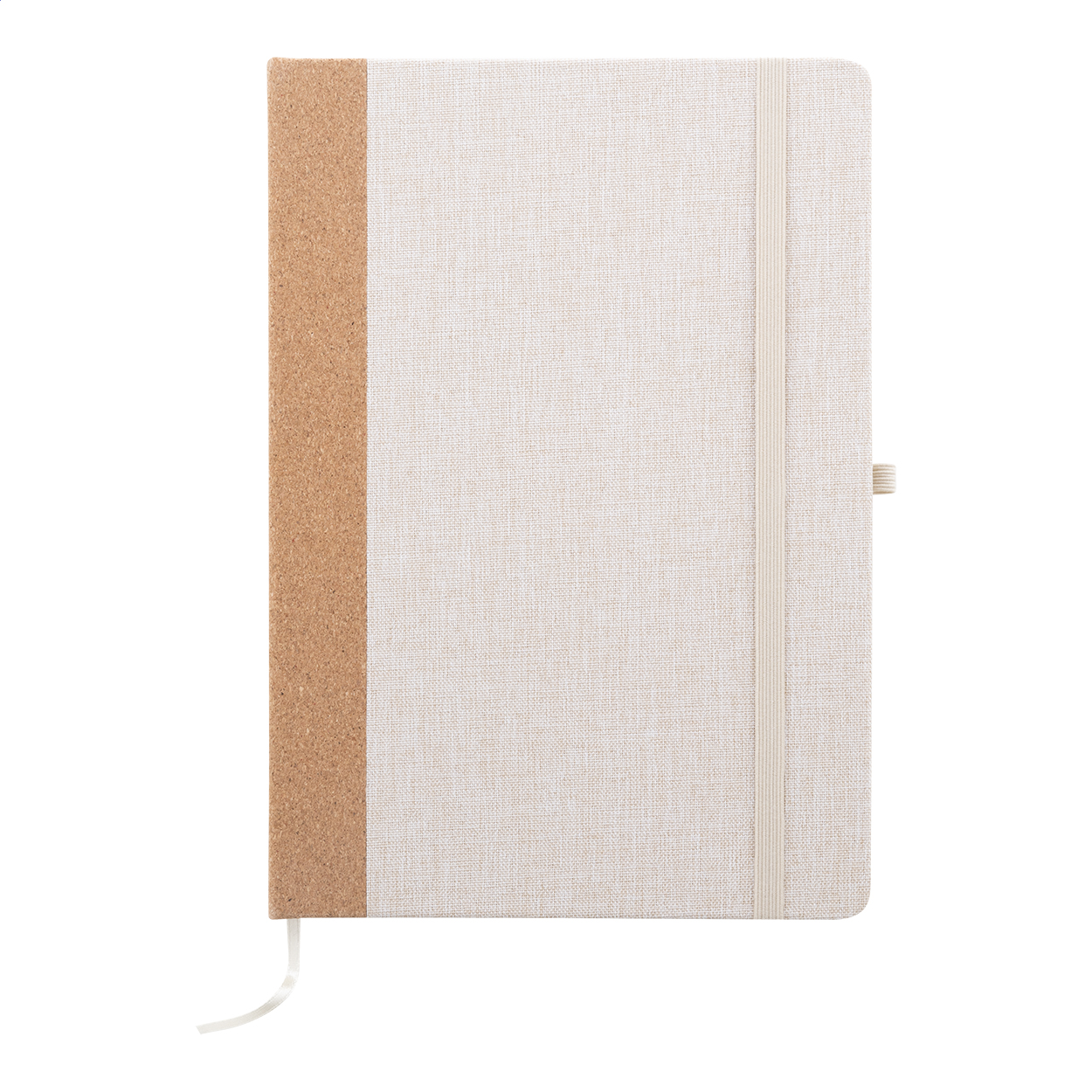 Carnet A5 Coppet personnalisé, couverture RPET et dos en liège naturel imprimé avec logo