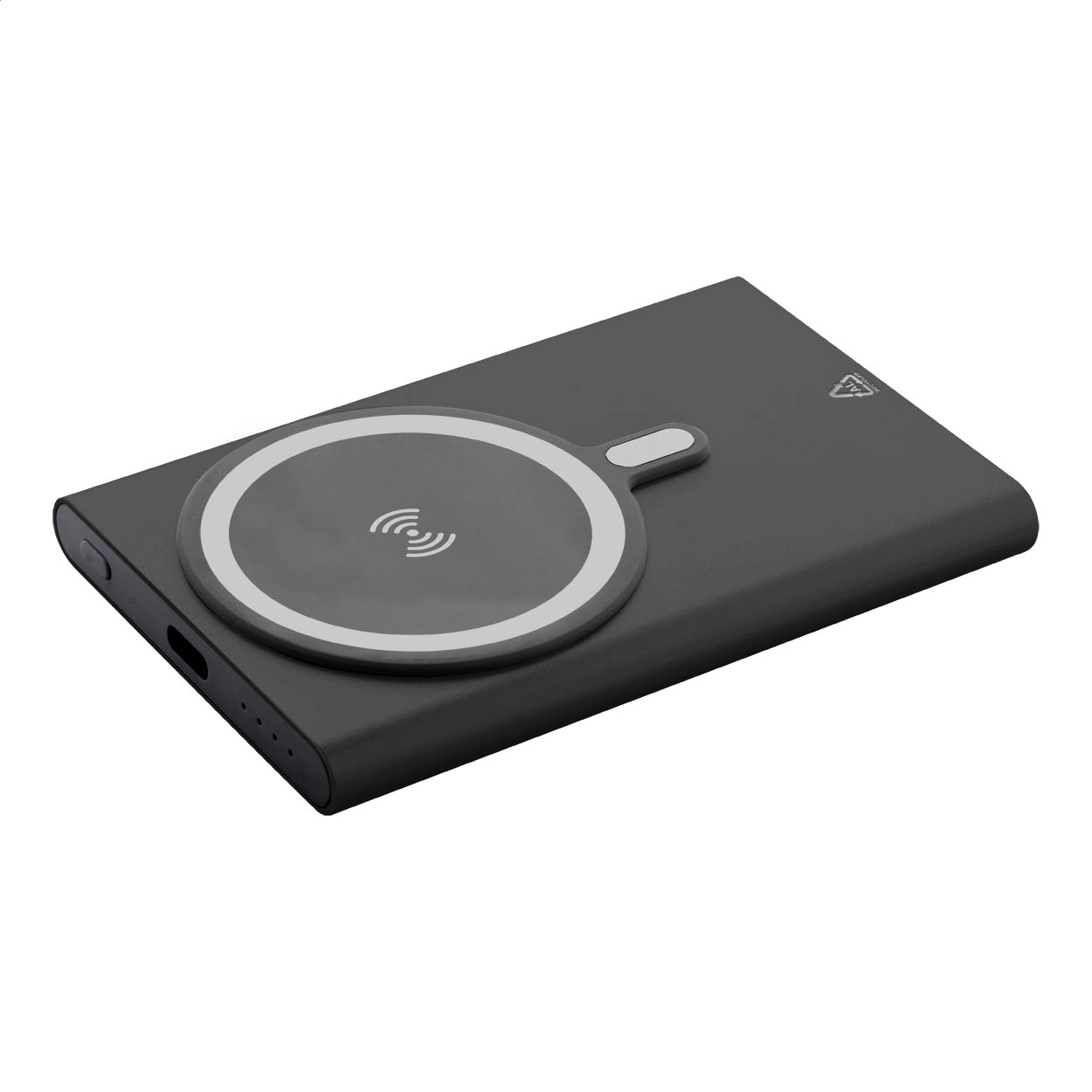 RaluStick Magnet-Powerbank aus recyceltem Aluminium, 5000 mAh, mit Logo bedrucken mit Logo