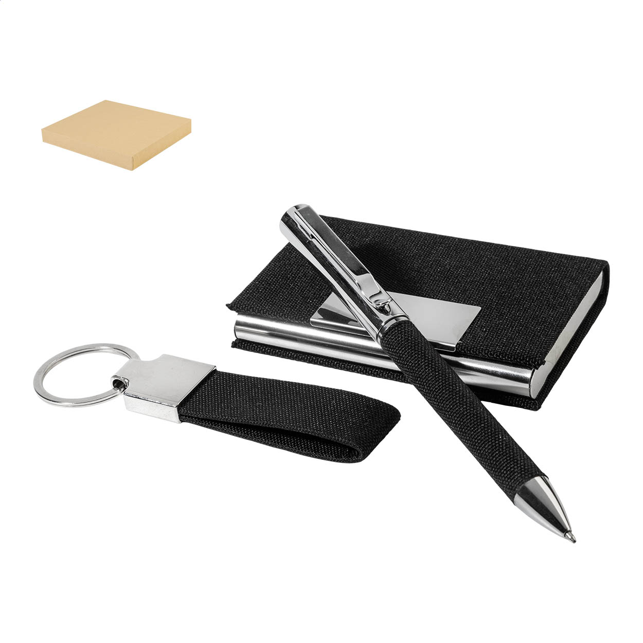 Coffret cadeau d'affaires Negotus 3 pièces en RPET : stylo, porte-cartes